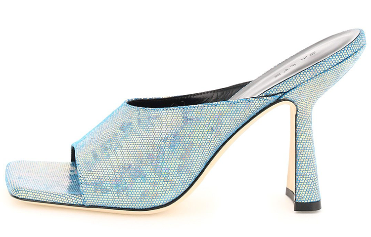 (W) By Far Zaya Sandals 'Holographic Blue Leather'