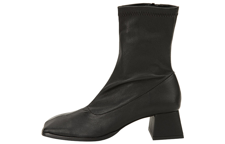 (W) By Far Zip Square Toe Ankle Boots 'Black'
