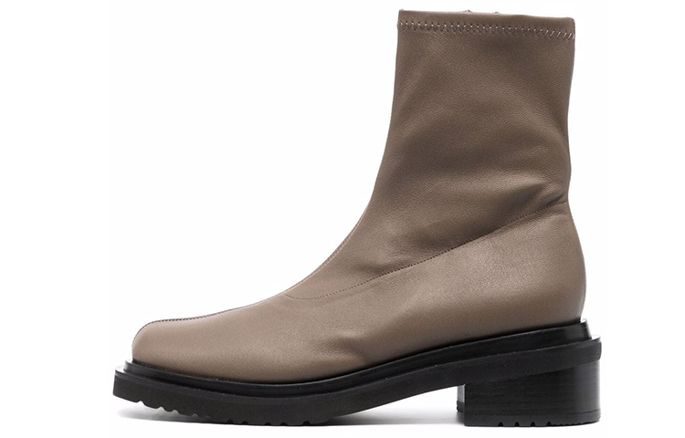 (Women) By Far Zippered Leather Ankle Boots 'Cozy Warm Gray' 21PFKAHBMUDV