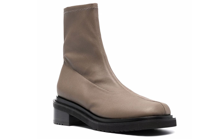 (W) By Far Zippered Leather Ankle Boots 'Cozy Warm Gray' 圖 2