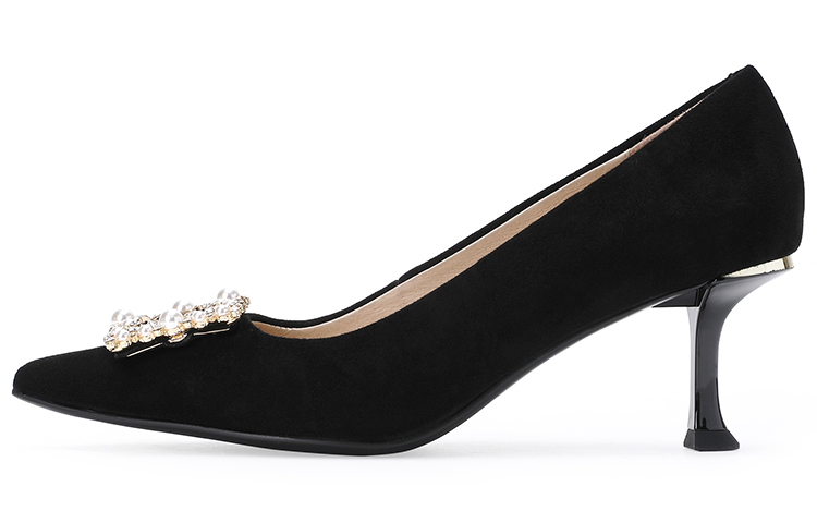 (Women) C°BANNER 'Black Rhinestone Buckle Stiletto' A22126306A01