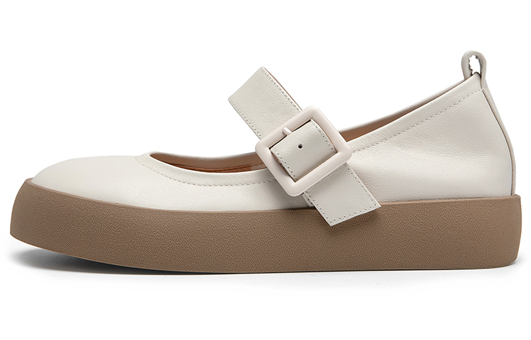 (W) C°BANNER 'French Buckle Fashion Flats - White'