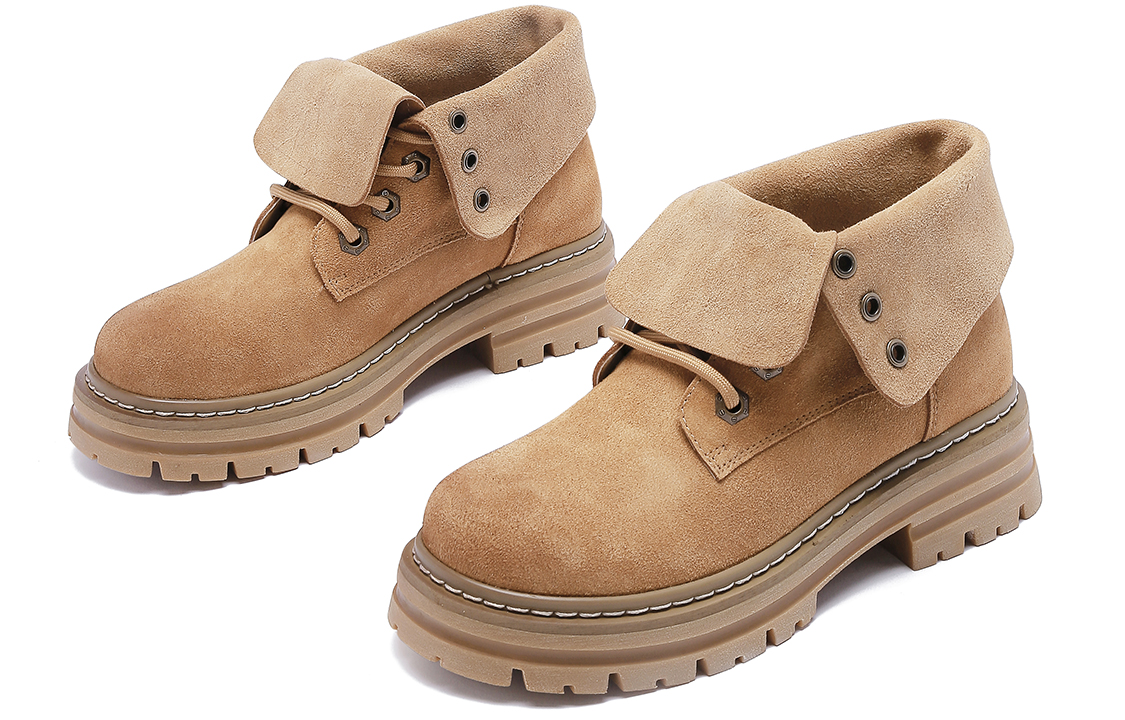 Lookbook 千百度C°BANNER 二層牛皮 時尚舒適 短筒 馬丁靴 女款 黃色