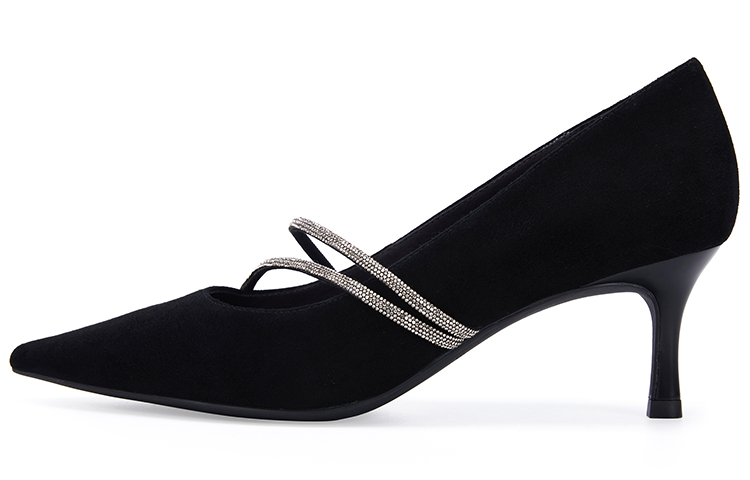(W) C°BANNER Black 'French Elegance Pointed High Heels'