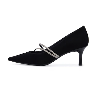 (W) C°BANNER Black 'French Elegance Pointed High Heels'