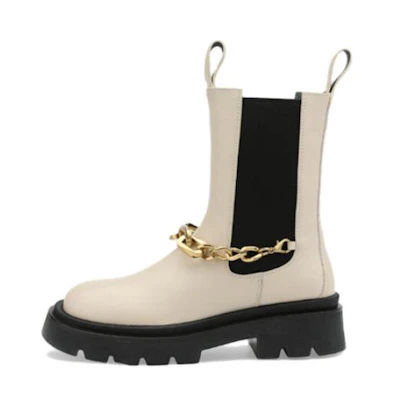 (W) C°BANNER Chain Detail Chelsea Boot 'Beige'