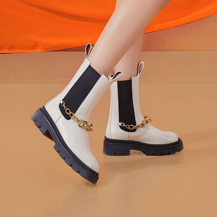 (W) C°BANNER Chain Detail Chelsea Boot 'Beige' 圖 5