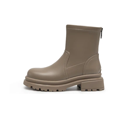 (W) C°BANNER Chunky Heel Ankle Boots 'Apricot'