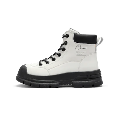 (W) C°BANNER Chunky Sole Martin Boots 'Black and White'
