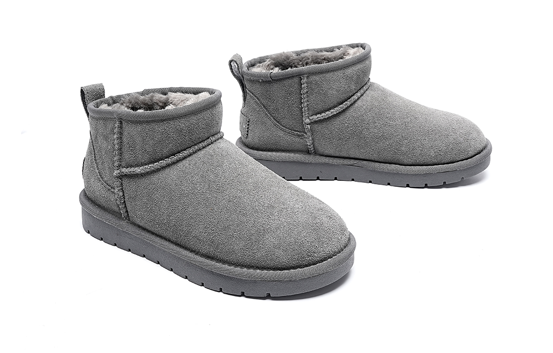 Lookbook 千百度C°BANNER 二層牛皮 加絨保暖舒適耐磨 短筒 雪地靴 女款 灰色