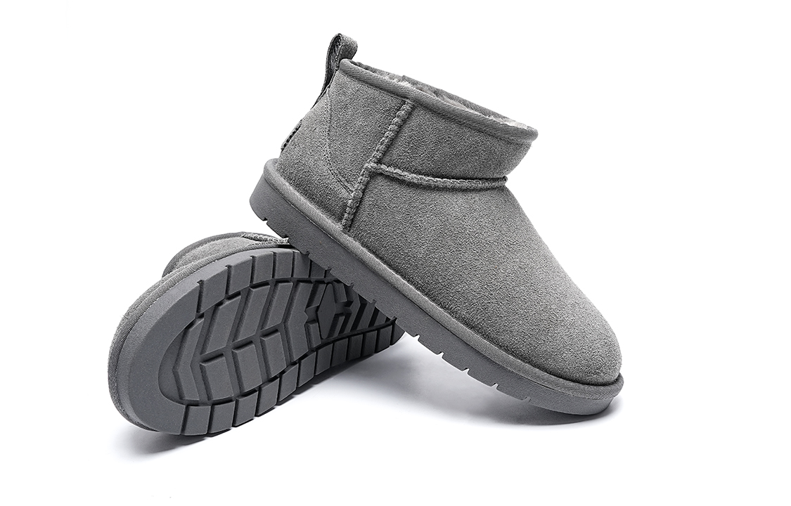 Shop 千百度C°BANNER 二層牛皮 加絨保暖舒適耐磨 短筒 雪地靴 女款 灰色