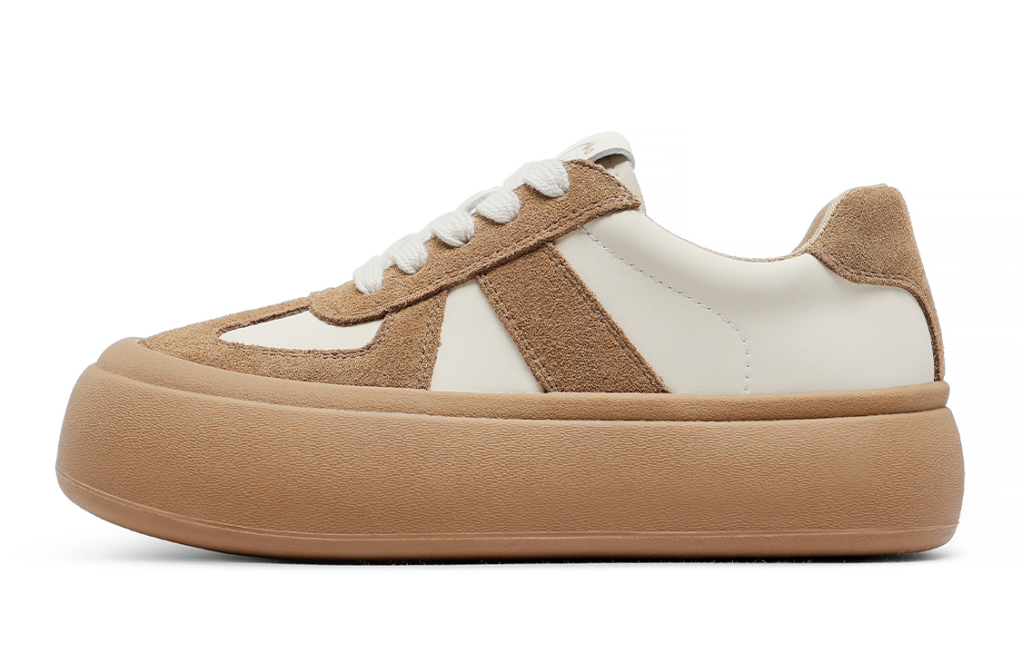 (Women) C°BANNER Double-Layer Leather 'Beige Brown Low-Top' QM433272D20