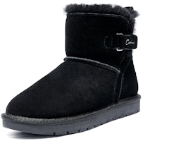 千百度C°BANNER 二層牛皮 保暖加絨減震舒適 短筒 雪地靴 女款 黑色 Order 千百度C°BANNER 二層牛皮 保暖加絨減震舒適 短筒 雪地靴 女款 黑色