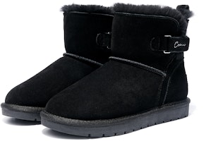 千百度C°BANNER 二層牛皮 保暖加絨減震舒適 短筒 雪地靴 女款 黑色 Lookbook 千百度C°BANNER 二層牛皮 保暖加絨減震舒適 短筒 雪地靴 女款 黑色