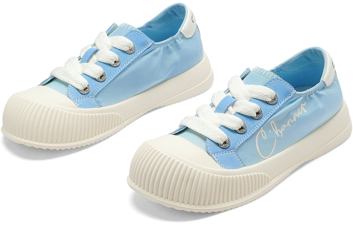 Shop 千百度C°BANNER 紡織品 大頭透氣百搭 低幫 板鞋 女款 藍色