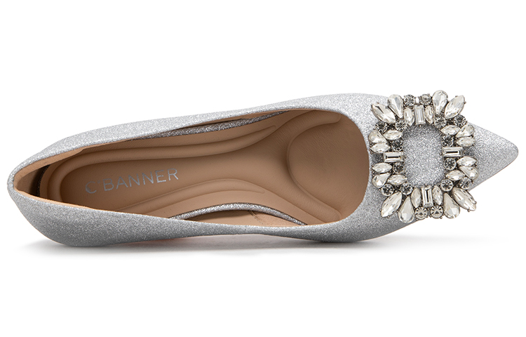 (W) C°BANNER Fabric Rhinestone Stiletto Pumps 'Silver' 圖 4