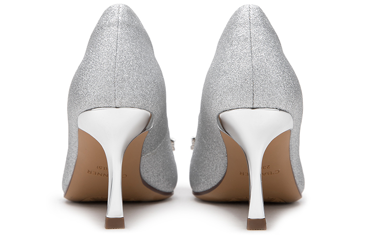 (W) C°BANNER Fabric Rhinestone Stiletto Pumps 'Silver' 圖 5