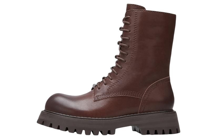 (Women) C°BANNER Fashion Mid-Calf Zip Martin Boots 'Brown' A21564456B05