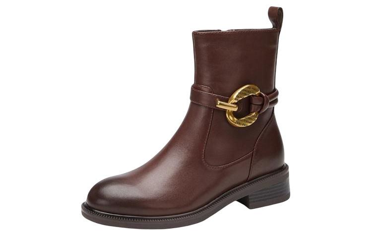 (W) C°BANNER Fashion Retro Knee-High Boots 'Brown' 圖 2