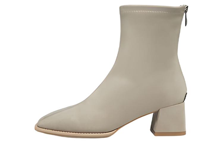 (W) C°BANNER Fashion Urban Elastic Zipper Sock Boots 'Apricot'