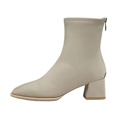 (W) C°BANNER Fashion Urban Elastic Zipper Sock Boots 'Apricot'