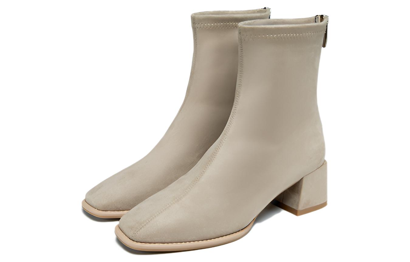 (W) C°BANNER Fashion Urban Elastic Zipper Sock Boots 'Apricot' 圖 2