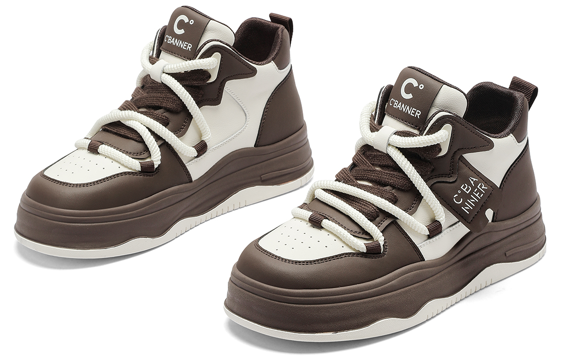 Shop (W) C°BANNER Sepatu Sneakers Platform Tinggi 'Beige Brown' Q9033913D84