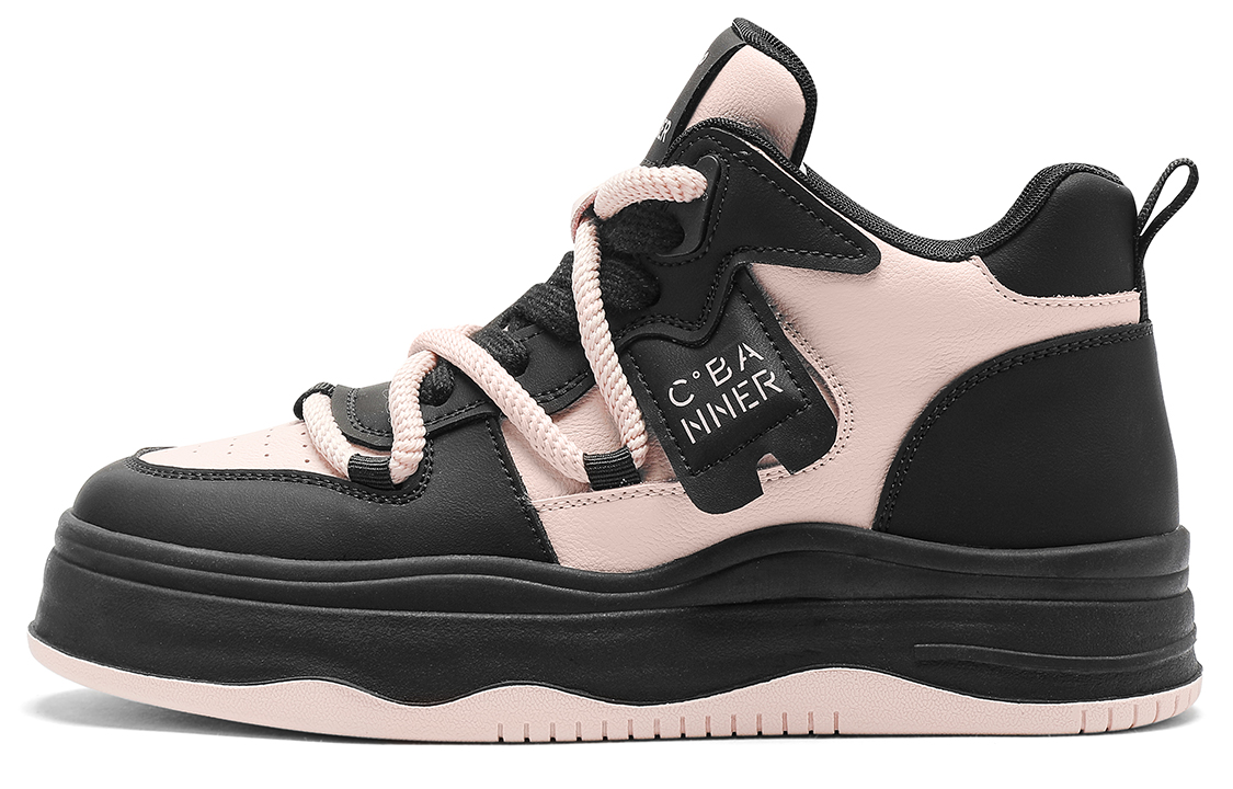 (Women) C°BANNER High Top Sneaker 'Black Pink Leather' Q9033913DE5