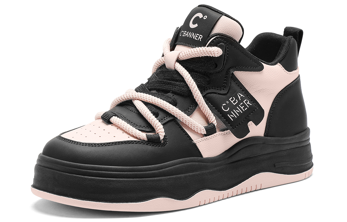 Order (W) C°BANNER Sepatu High Top 'Kulit Hitam Pink' Q9033913DE5
