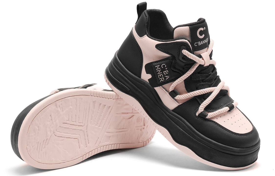 Purchase (W) C°BANNER Sepatu High Top 'Kulit Hitam Pink' Q9033913DE5