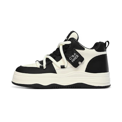 (W) C°BANNER High Top Sneakers 'Beige Leather Wavy Sole'