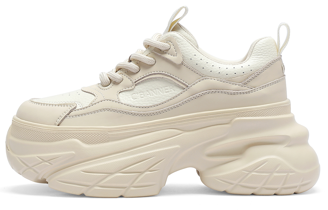 (W) C°BANNER Leather 'Milk Tea Trendy Casual Low-Top Dad Shoe'