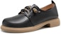 (Women) C°BANNER Leather Casual Round-Toe Mid-Low Heel 'Black' A23190221B01