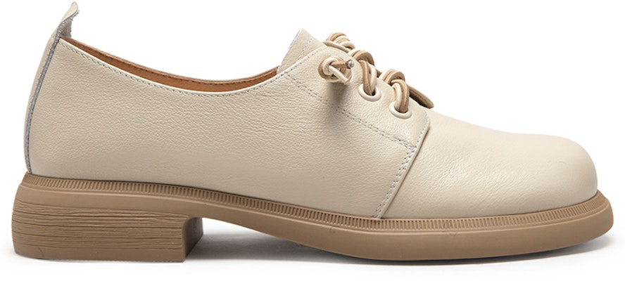 (Women) C°BANNER Leather Casual Round Toe Mid-Low Heel 'Beige' A23190221B04 Order (Women) C°BANNER Leather Casual Round Toe Mid-Low Heel 'Beige' A23190221B04