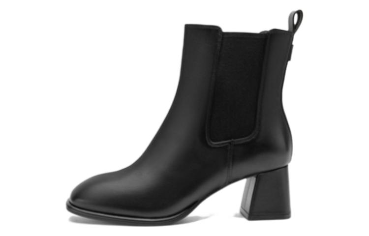 (W) C°BANNER Leather Chunky Heel Chelsea Boots 'Black'