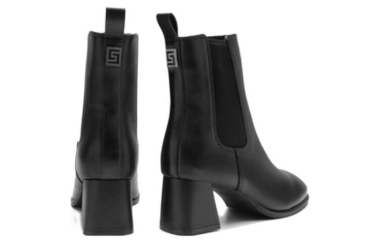 (W) C°BANNER Leather Chunky Heel Chelsea Boots 'Black' 圖 4