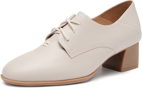 千百度C°BANNER 牛皮粗跟一腳蹬通勤中低跟鞋 5cm 女款 米色 Lookbook 千百度C°BANNER 牛皮粗跟一腳蹬通勤中低跟鞋 5cm 女款 米色