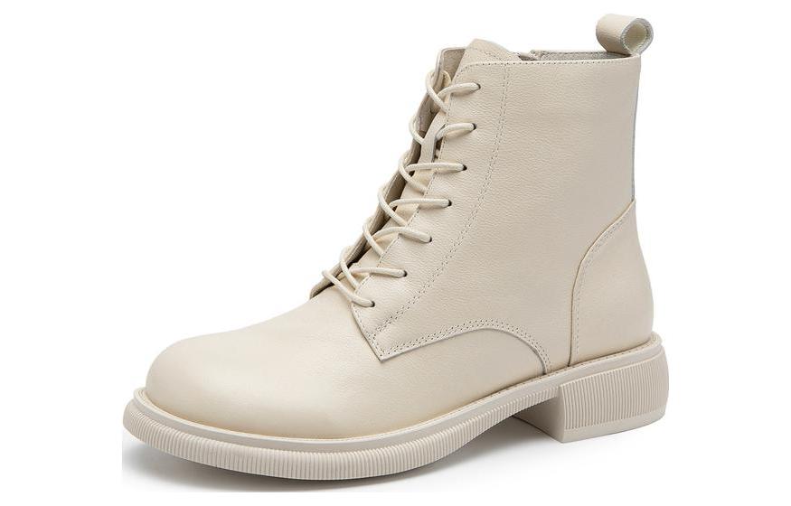 (Women) C°BANNER Leather Classic Lace-Up Ankle Marten Boots 'Beige' A22509816B04