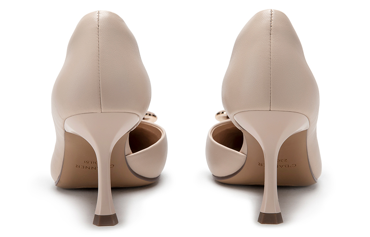(W) C°BANNER Leather Clover Fashion Stiletto Heels 'Pink' 圖 4