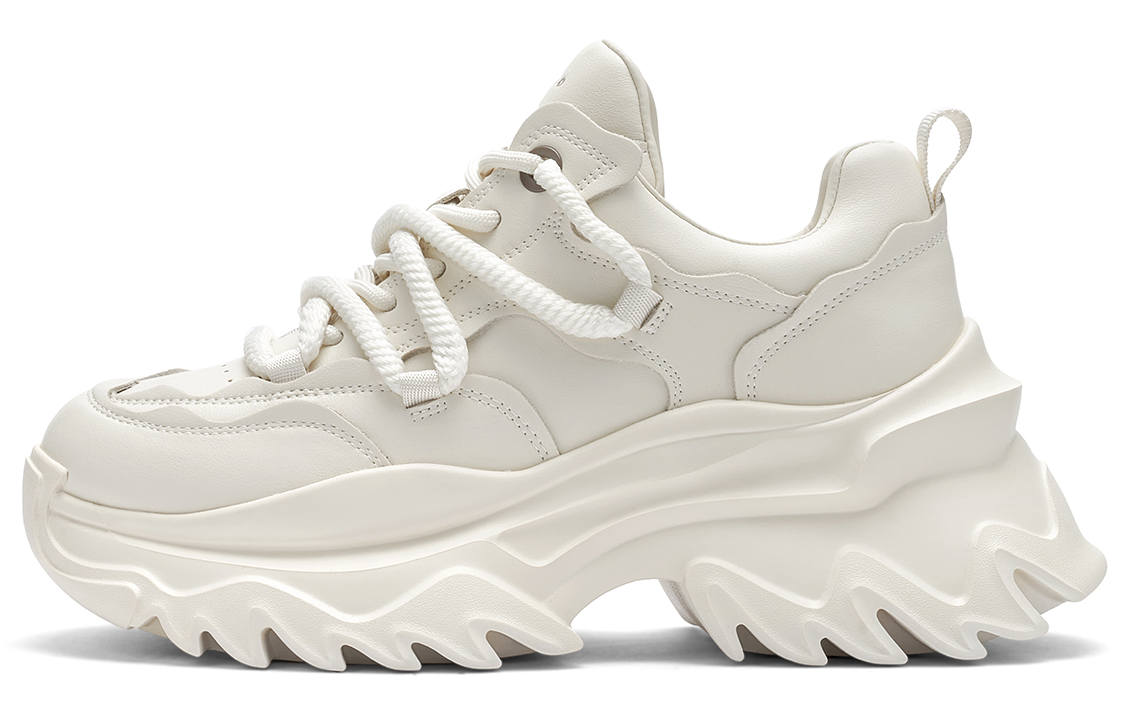 (W) C°BANNER Leather Fashion Versatile Cool Low-Top 'Beige'