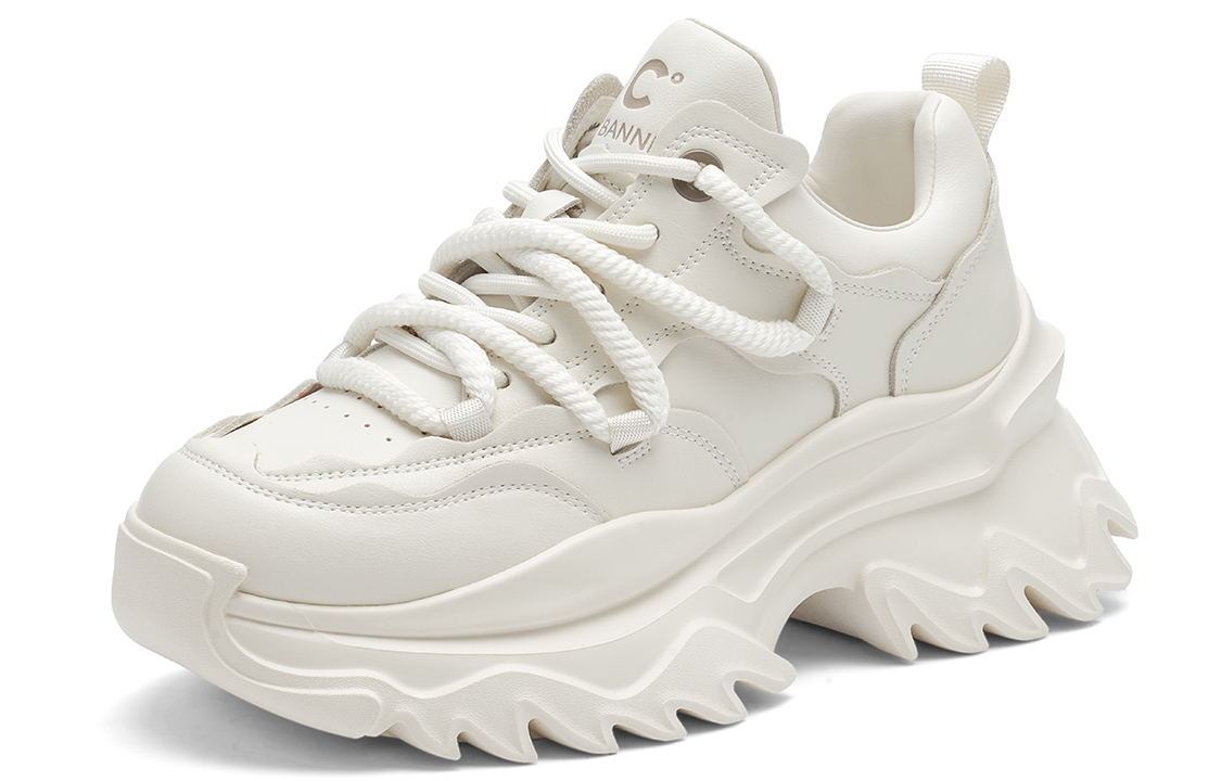 (W) C°BANNER Leather Fashion Versatile Cool Low-Top 'Beige' 圖 2