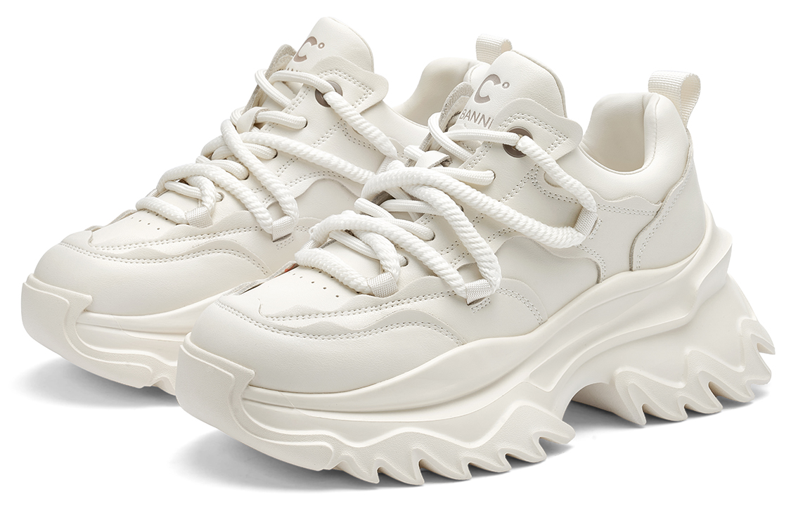 (W) C°BANNER Leather Fashion Versatile Cool Low-Top 'Beige' 圖 3