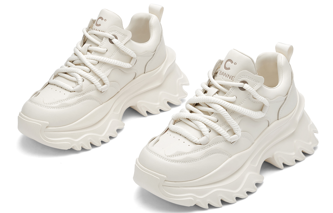 (W) C°BANNER Leather Fashion Versatile Cool Low-Top 'Beige' 圖 4