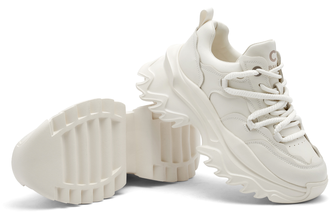 (W) C°BANNER Leather Fashion Versatile Cool Low-Top 'Beige' 圖 5