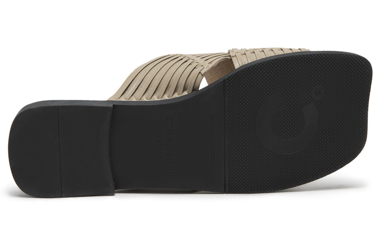 Details for (W) C°BANNER 皮革平底时尚凉鞋 '焦糖布丁' A23356890