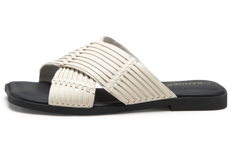 Sizing (W) C°BANNER 皮革平底时尚凉鞋 '焦糖布丁' A23356890