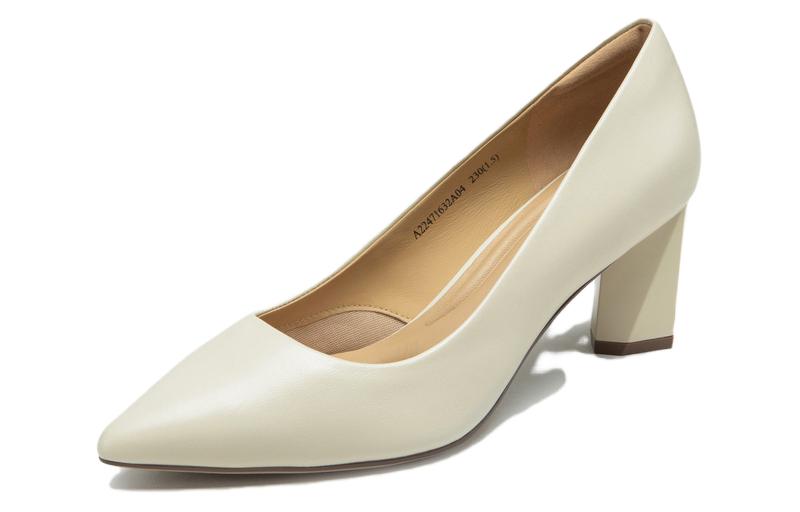 (W) C°BANNER Leather High Heels 6.5cm 'Elegant Chunky' 圖 2