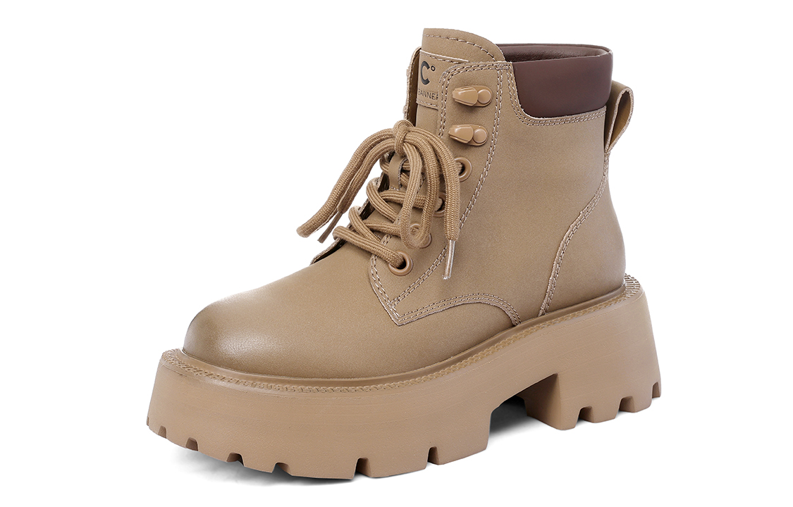 Order (W) C°BANNER 时尚舒适潮流短款棕色皮革马丁靴 QL333140X02