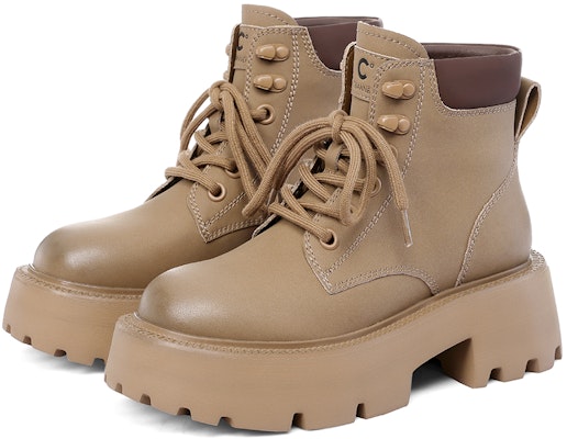 (W) C°BANNER 时尚舒适潮流短款棕色皮革马丁靴 QL333140X02 Lookbook (W) C°BANNER 时尚舒适潮流短款棕色皮革马丁靴 QL333140X02