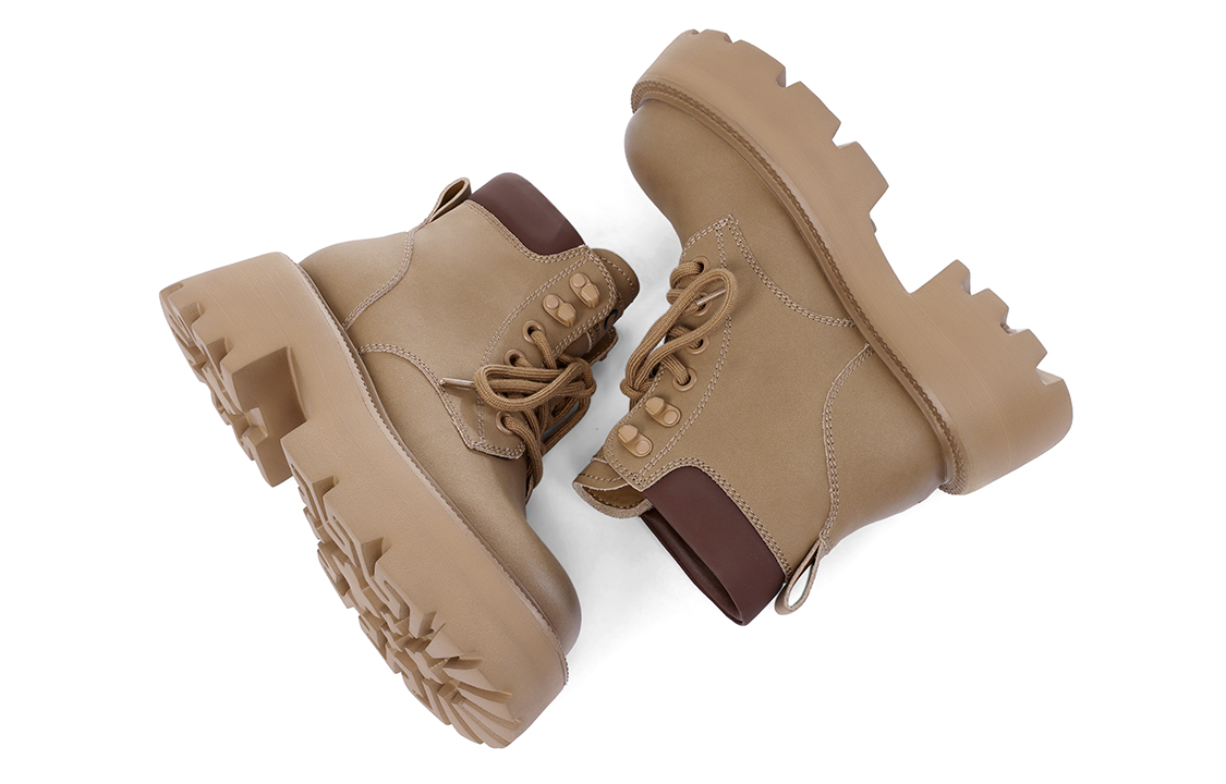 Purchase (W) C°BANNER 时尚舒适潮流短款棕色皮革马丁靴 QL333140X02